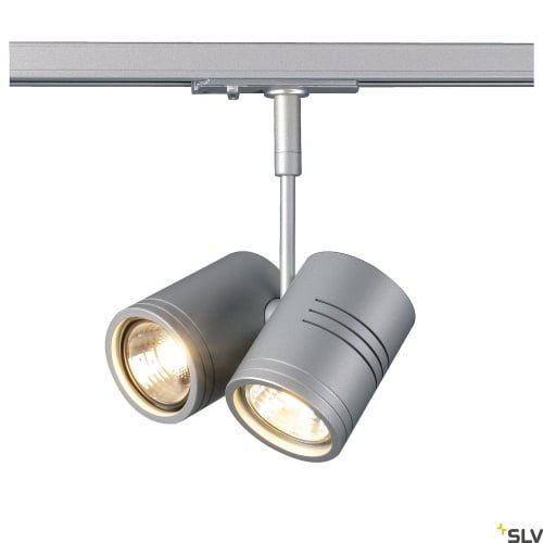 BIMA, Spot, zweiflammig, QPAR51, silbergrau, max. 50W, inkl. 1Phasen-Adapter 2