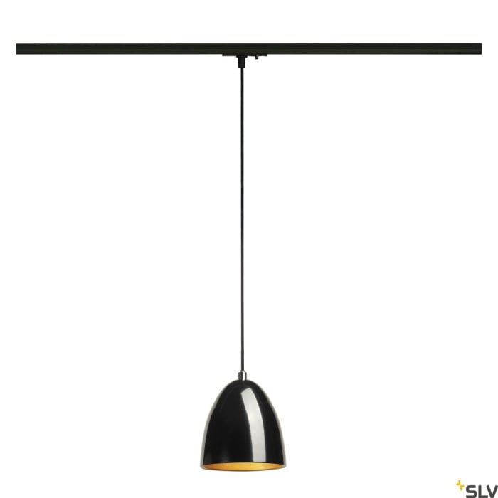 PARA CONE 14, Pendelleuchte, LED GU10 51 mm, rund, schwarz/gold, Ø/H 13,3/14, inkl. 1Phasen-Adapter schwarz